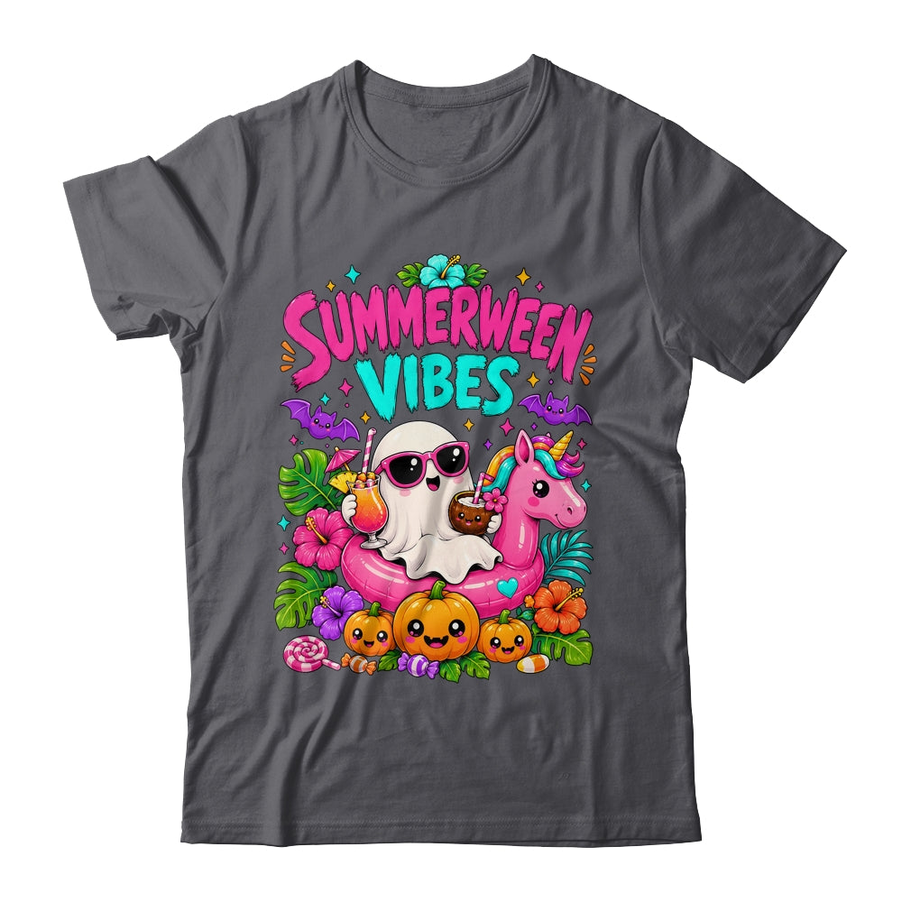 Summerween Vibes Spooky Ghost Unicorn Halloween Beach Summer Shirt & Tank Top | siriusteestore