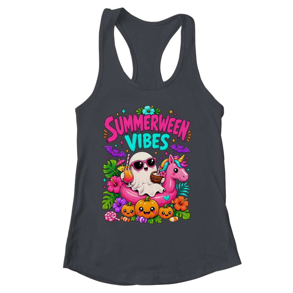 Summerween Vibes Spooky Ghost Unicorn Halloween Beach Summer Shirt & Tank Top | siriusteestore