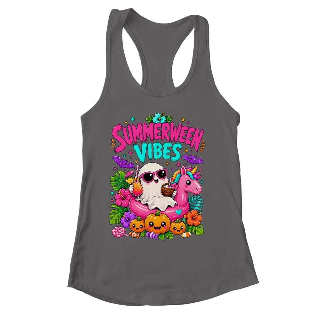 Summerween Vibes Spooky Ghost Unicorn Halloween Beach Summer Shirt & Tank Top | siriusteestore