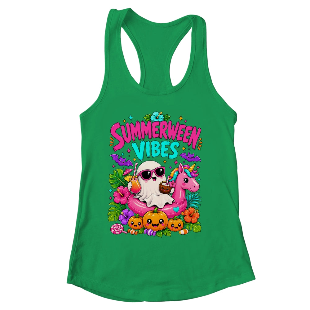Summerween Vibes Spooky Ghost Unicorn Halloween Beach Summer Shirt & Tank Top | siriusteestore