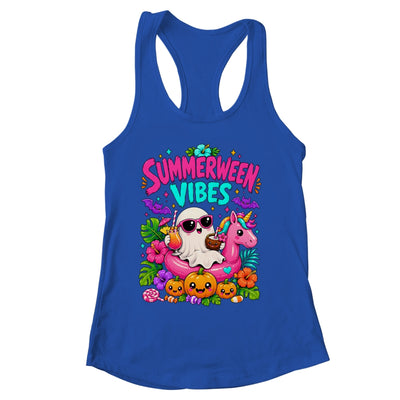 Summerween Vibes Spooky Ghost Unicorn Halloween Beach Summer Shirt & Tank Top | siriusteestore