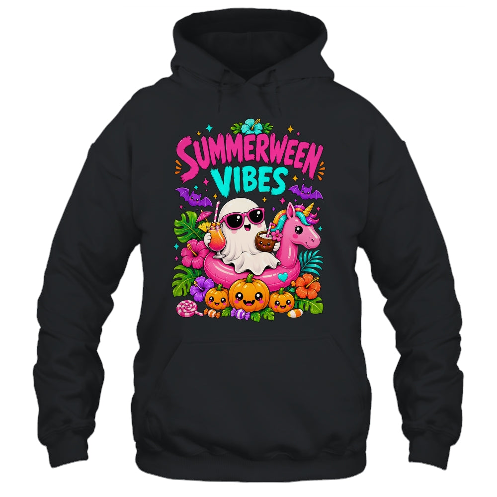 Summerween Vibes Spooky Ghost Unicorn Halloween Beach Summer Shirt & Tank Top | siriusteestore