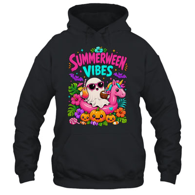 Summerween Vibes Spooky Ghost Unicorn Halloween Beach Summer Shirt & Tank Top | siriusteestore
