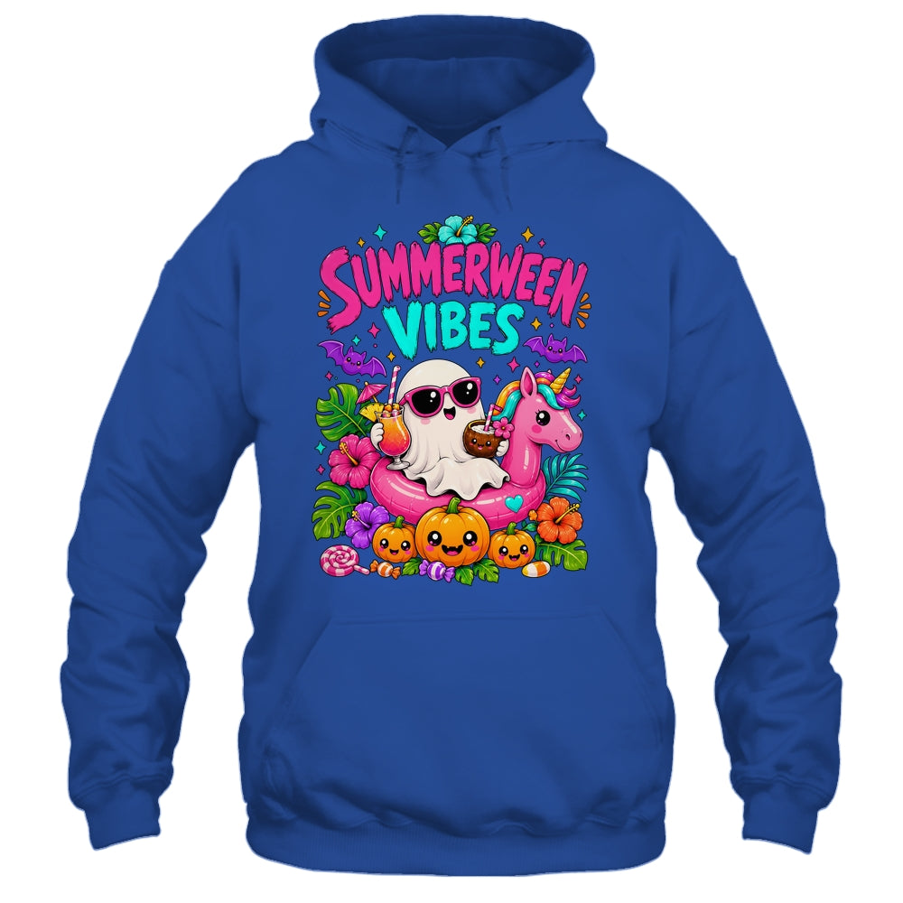 Summerween Vibes Spooky Ghost Unicorn Halloween Beach Summer Shirt & Tank Top | siriusteestore
