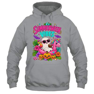 Summerween Vibes Spooky Ghost Unicorn Halloween Beach Summer Shirt & Tank Top | siriusteestore