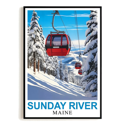 Sunday River Maine Travel Poster Winter Ski Resort Ski Lovers Wall Art Decor Painting Landscape Print Picture Ideal For Home Office Living Room Bedroom Decor Unframed | siriusteestore