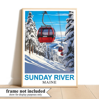 Sunday River Maine Travel Poster Winter Ski Resort Ski Lovers Wall Art Decor Painting Landscape Print Picture Ideal For Home Office Living Room Bedroom Decor Unframed | siriusteestore