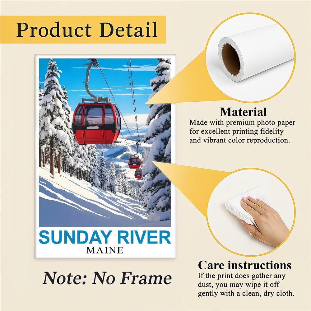 Sunday River Maine Travel Poster Winter Ski Resort Ski Lovers Wall Art Decor Painting Landscape Print Picture Ideal For Home Office Living Room Bedroom Decor Unframed | siriusteestore