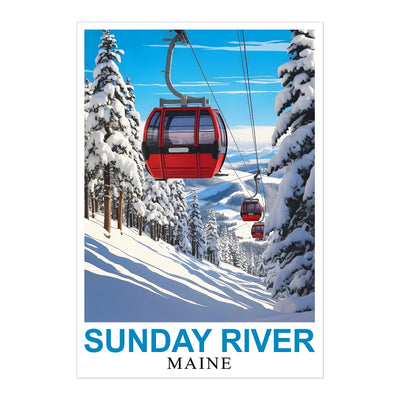 Sunday River Maine Travel Poster Winter Ski Resort Ski Lovers Wall Art Decor Painting Landscape Print Picture Ideal For Home Office Living Room Bedroom Decor Unframed | siriusteestore