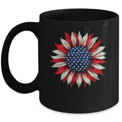 Sunflower American Flag USA 4th Of July Women Men Girls Mug | siriusteestore