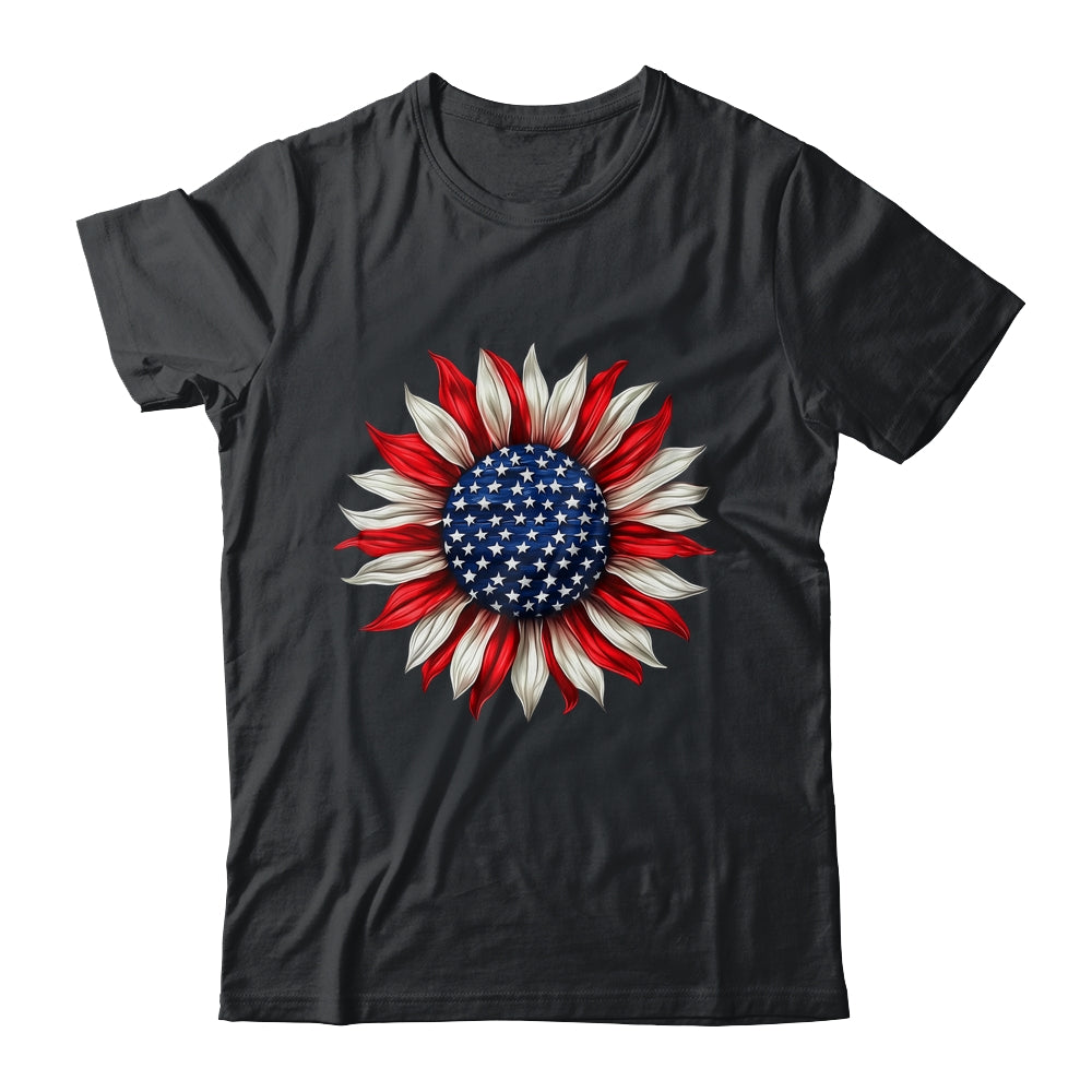 Sunflower American Flag USA 4th Of July Women Men Girls Shirt & Tank Top | siriusteestore