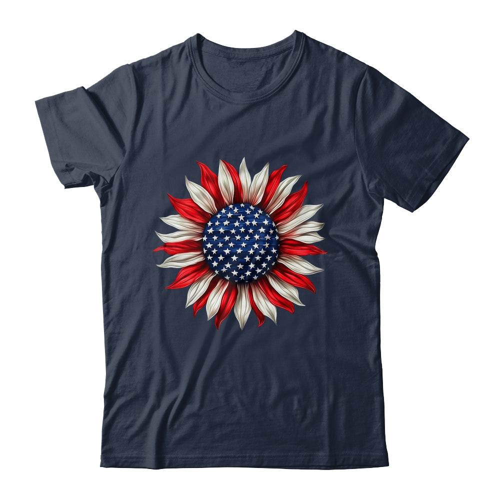 Sunflower American Flag USA 4th Of July Women Men Girls Shirt & Tank Top | siriusteestore