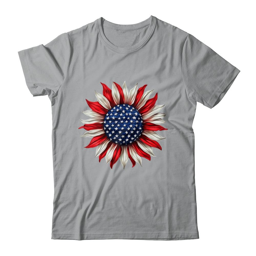 Sunflower American Flag USA 4th Of July Women Men Girls Shirt & Tank Top | siriusteestore