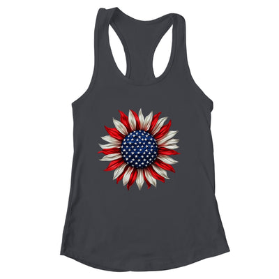 Sunflower American Flag USA 4th Of July Women Men Girls Shirt & Tank Top | siriusteestore