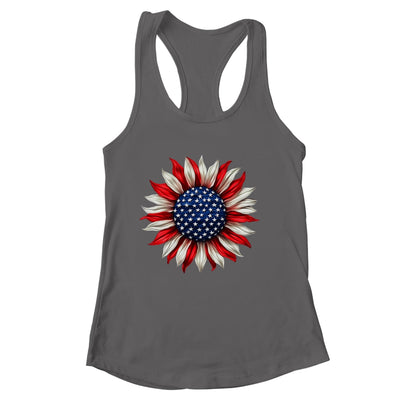 Sunflower American Flag USA 4th Of July Women Men Girls Shirt & Tank Top | siriusteestore
