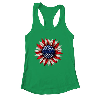 Sunflower American Flag USA 4th Of July Women Men Girls Shirt & Tank Top | siriusteestore