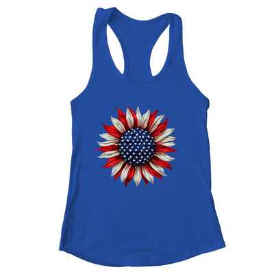 Sunflower American Flag USA 4th Of July Women Men Girls Shirt & Tank Top | siriusteestore