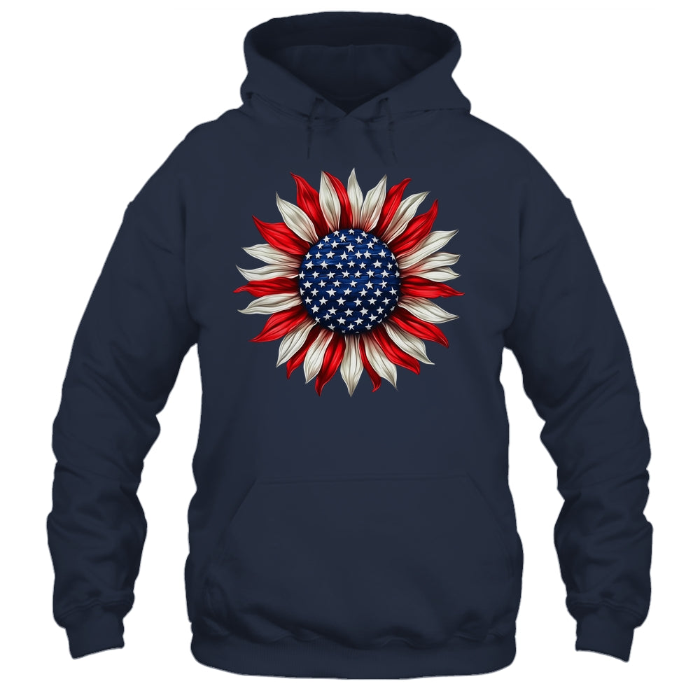 Sunflower American Flag USA 4th Of July Women Men Girls Shirt & Tank Top | siriusteestore