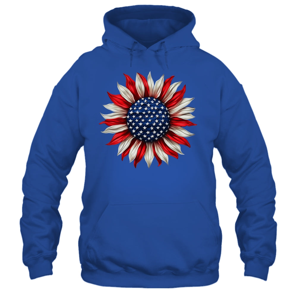 Sunflower American Flag USA 4th Of July Women Men Girls Shirt & Tank Top | siriusteestore