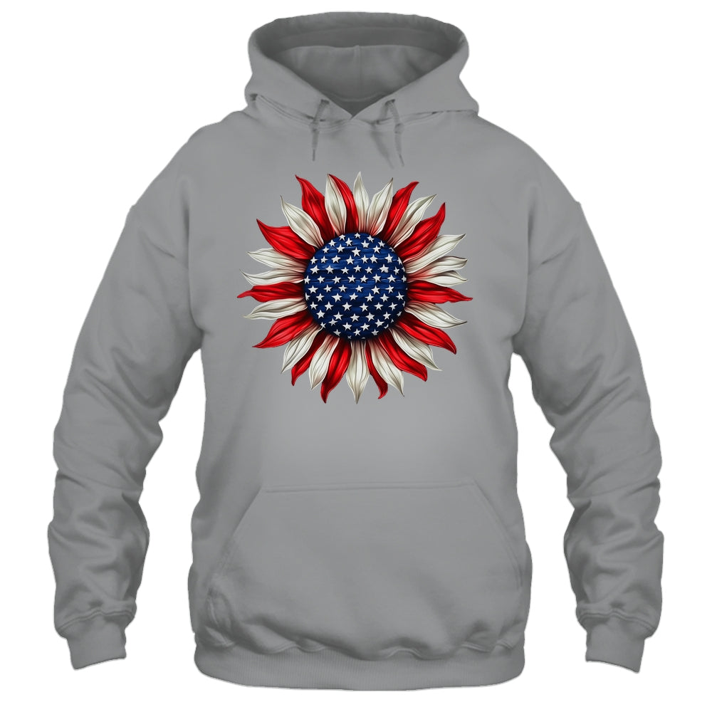 Sunflower American Flag USA 4th Of July Women Men Girls Shirt & Tank Top | siriusteestore