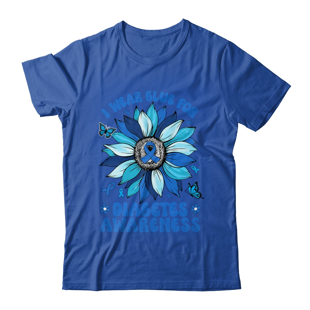 Sunflower Diabetes I Wear Blue For Diabetes Awareness Shirt & Hoodie | siriusteestore
