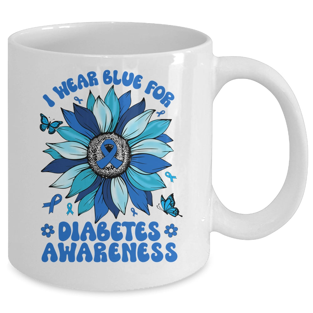 Sunflower Diabetes I Wear Blue For Diabetes Awareness Mug | siriusteestore