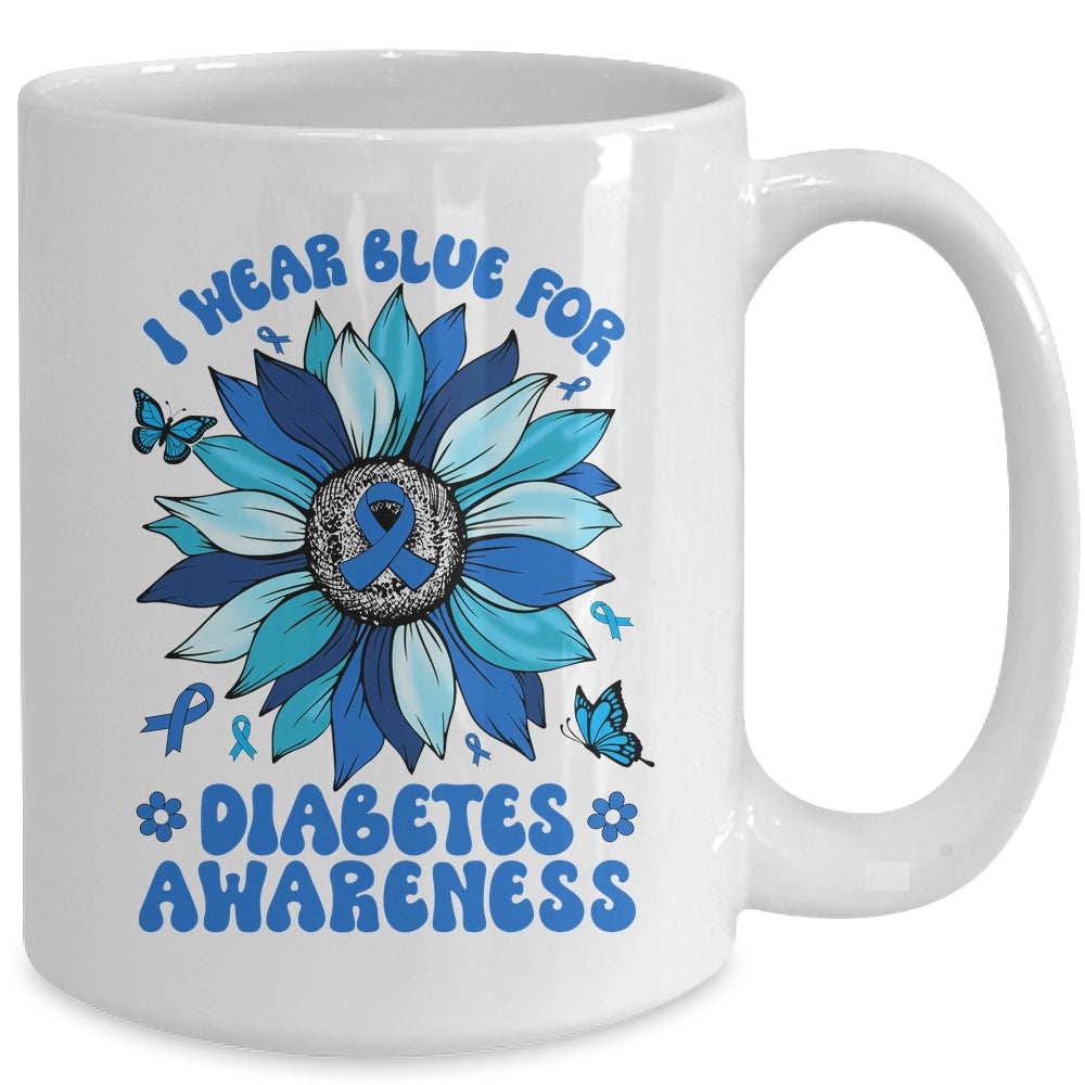 Sunflower Diabetes I Wear Blue For Diabetes Awareness Mug | siriusteestore