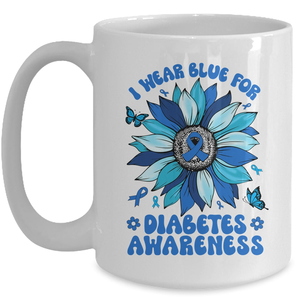 Sunflower Diabetes I Wear Blue For Diabetes Awareness Mug | siriusteestore
