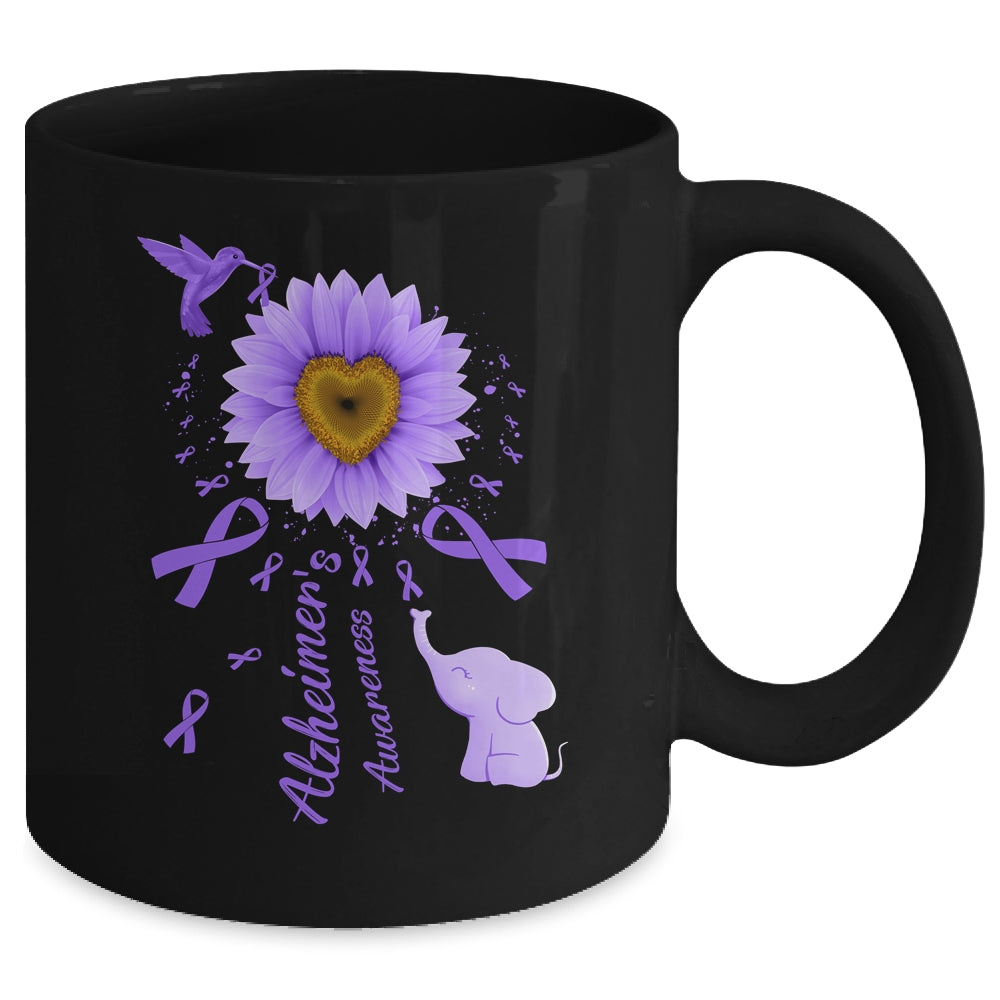Sunflower Hummingbird Elephant Alzheimer's Awareness Mug | siriusteestore