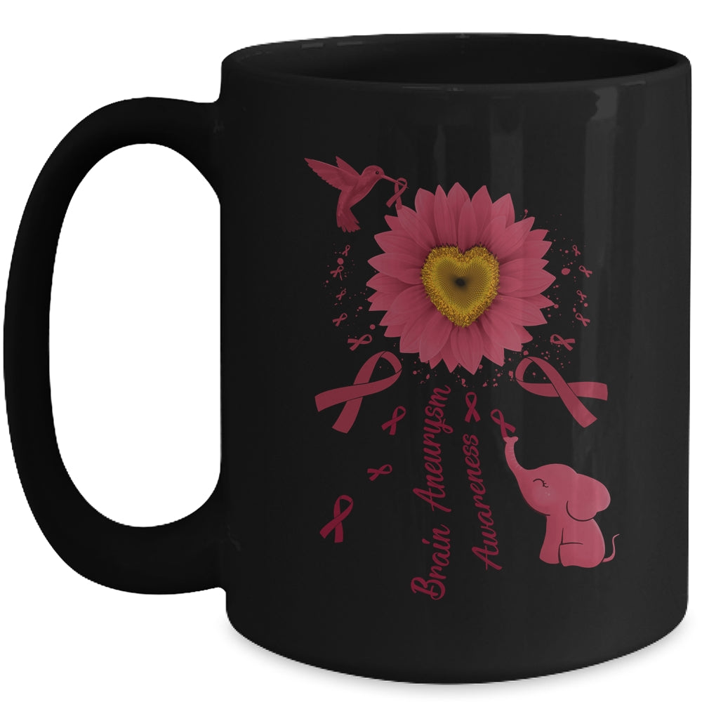 Sunflower Hummingbird Elephant Brain Aneurysm Awareness Mug | siriusteestore