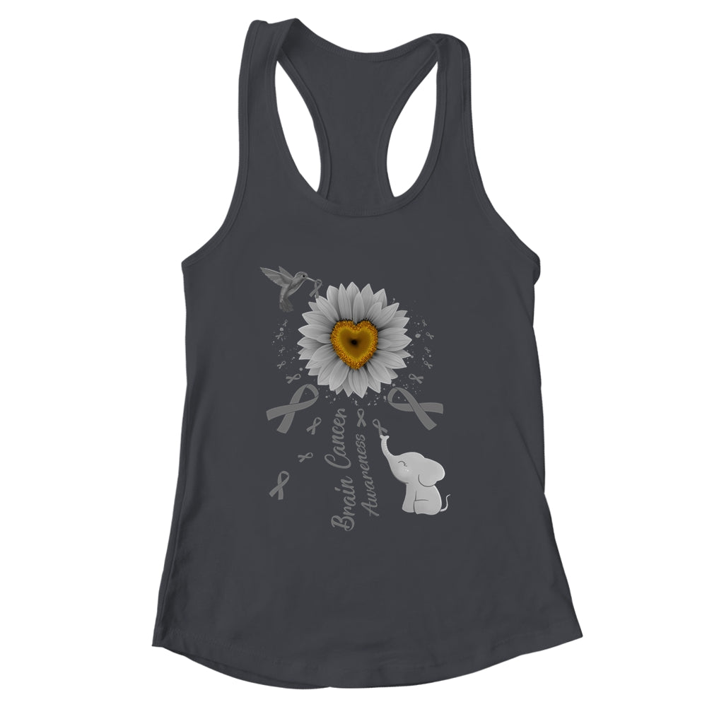 Sunflower Hummingbird Elephant Brain Cancer Awareness Shirt & Tank Top | siriusteestore