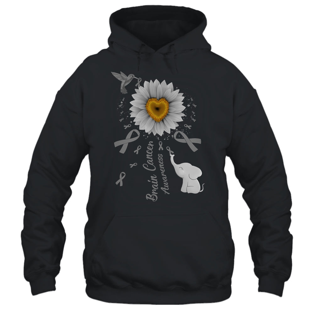 Sunflower Hummingbird Elephant Brain Cancer Awareness Shirt & Tank Top | siriusteestore