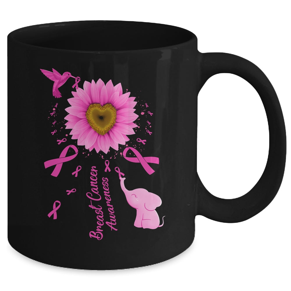 Sunflower Hummingbird Elephant Breast Cancer Awareness Mug | siriusteestore