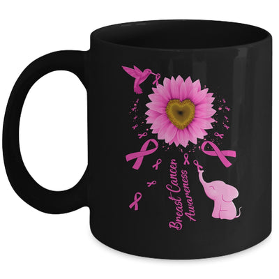 Sunflower Hummingbird Elephant Breast Cancer Awareness Mug | siriusteestore