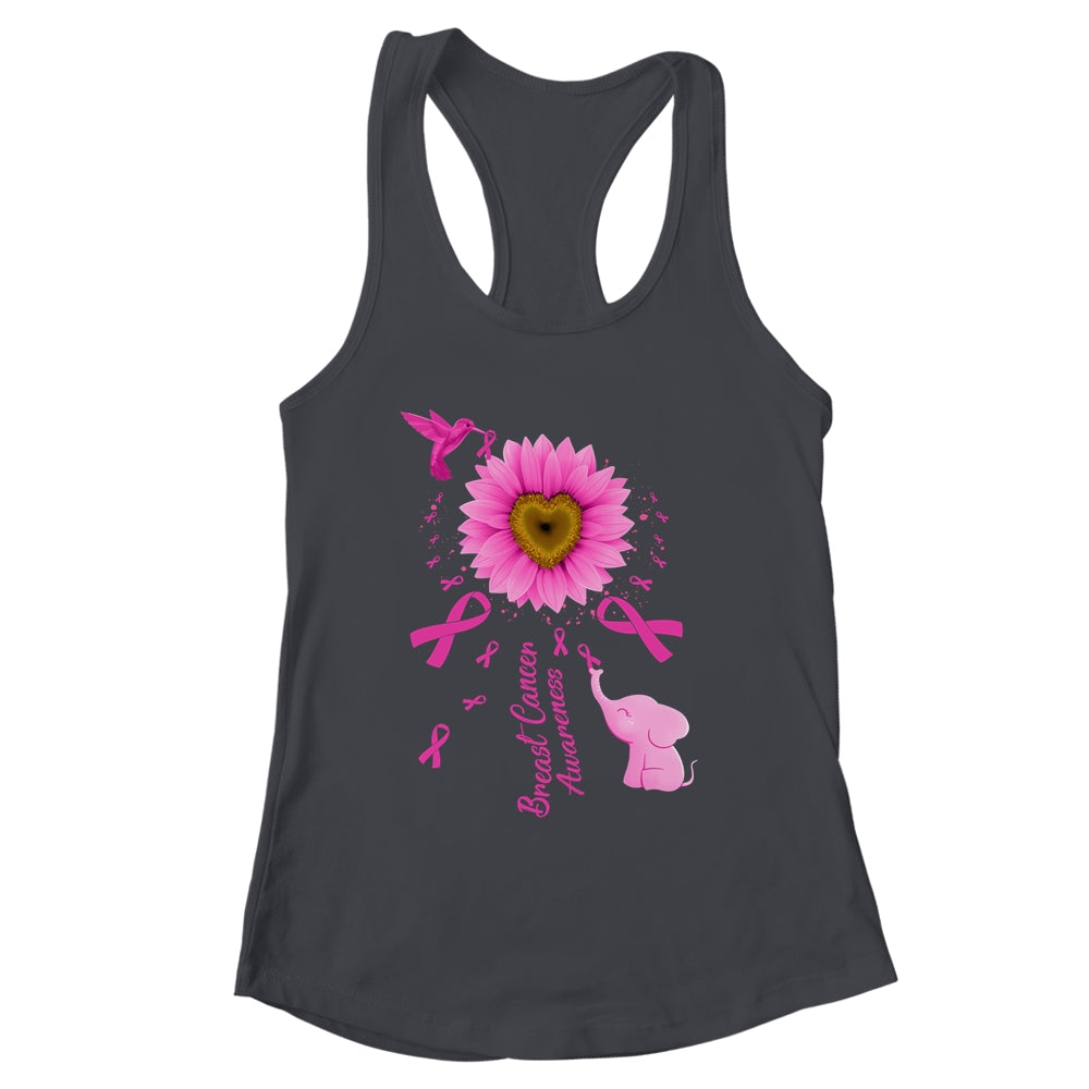 Sunflower Hummingbird Elephant Breast Cancer Awareness Shirt & Tank Top | siriusteestore