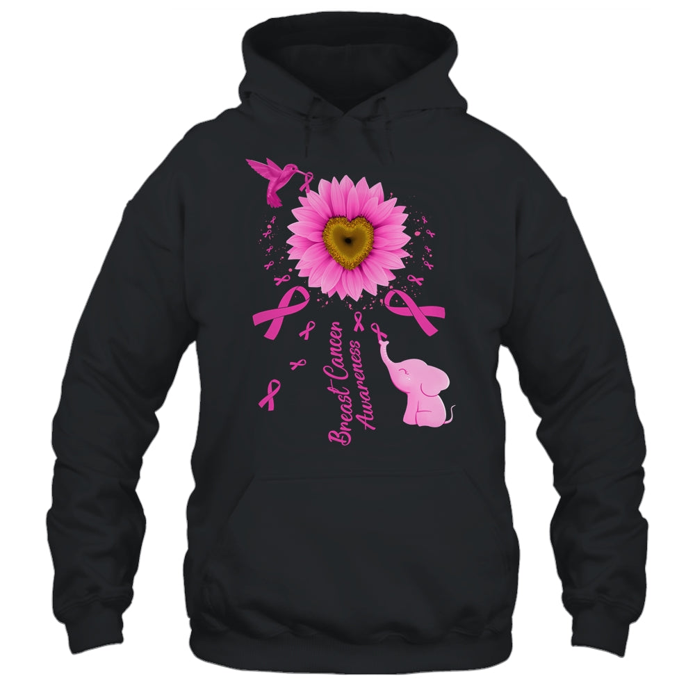 Sunflower Hummingbird Elephant Breast Cancer Awareness Shirt & Tank Top | siriusteestore