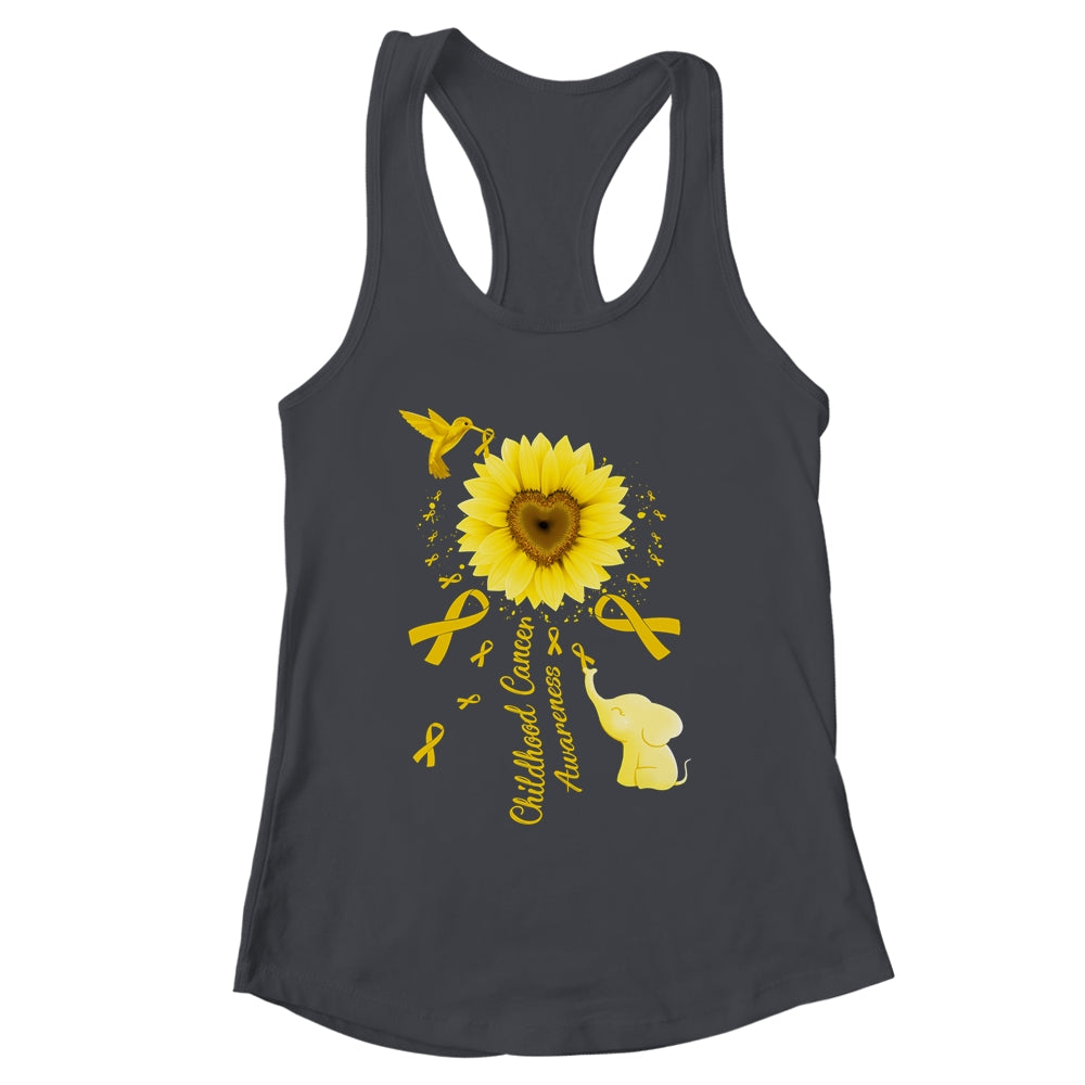 Sunflower Hummingbird Elephant Childhood Cancer Awareness Shirt & Tank Top | siriusteestore
