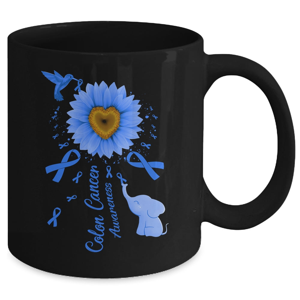 Sunflower Hummingbird Elephant Colon Cancer Awareness Mug | siriusteestore