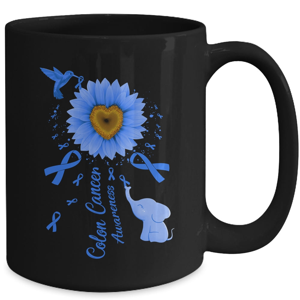 Sunflower Hummingbird Elephant Colon Cancer Awareness Mug | siriusteestore