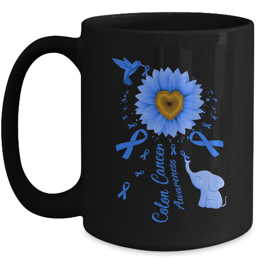 Sunflower Hummingbird Elephant Colon Cancer Awareness Mug | siriusteestore