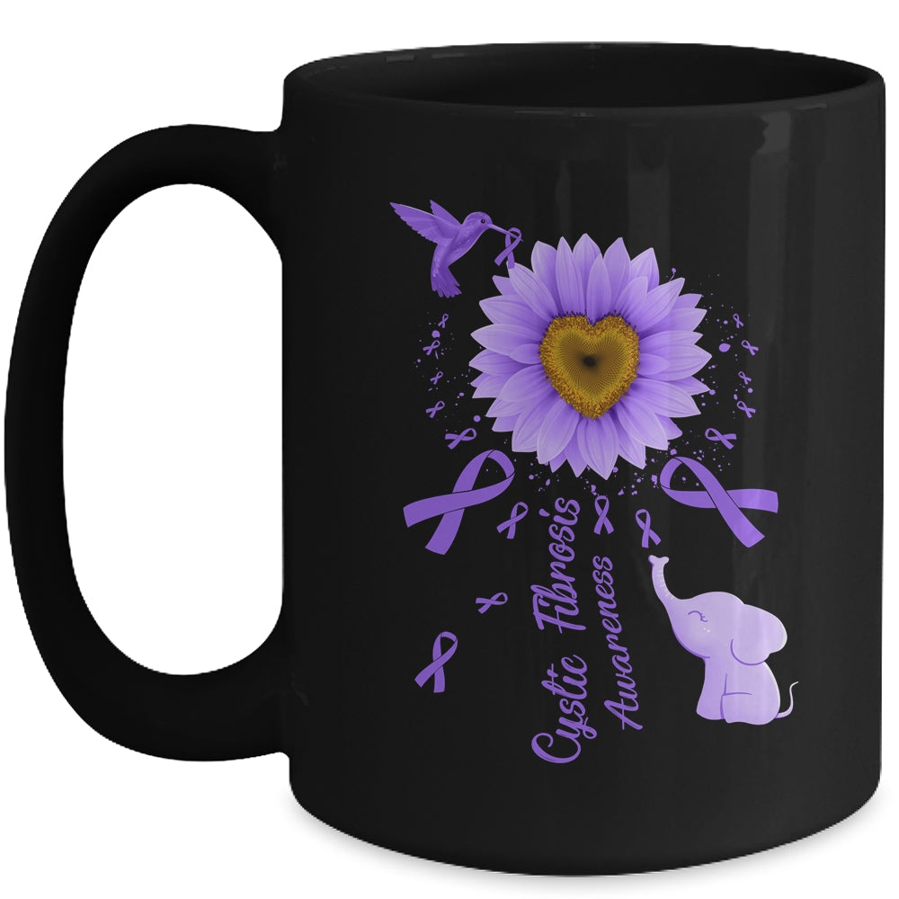 Sunflower Hummingbird Elephant Cystic Fibrosis Awareness Mug | siriusteestore