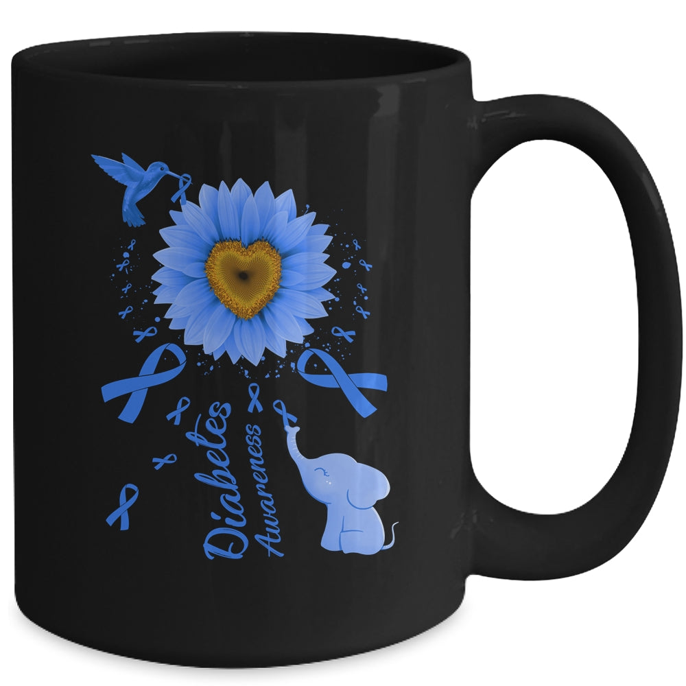 Sunflower Hummingbird Elephant Diabetes Awareness Mug | siriusteestore