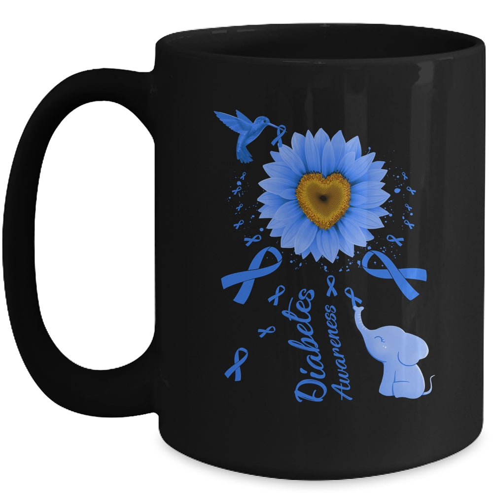 Sunflower Hummingbird Elephant Diabetes Awareness Mug | siriusteestore