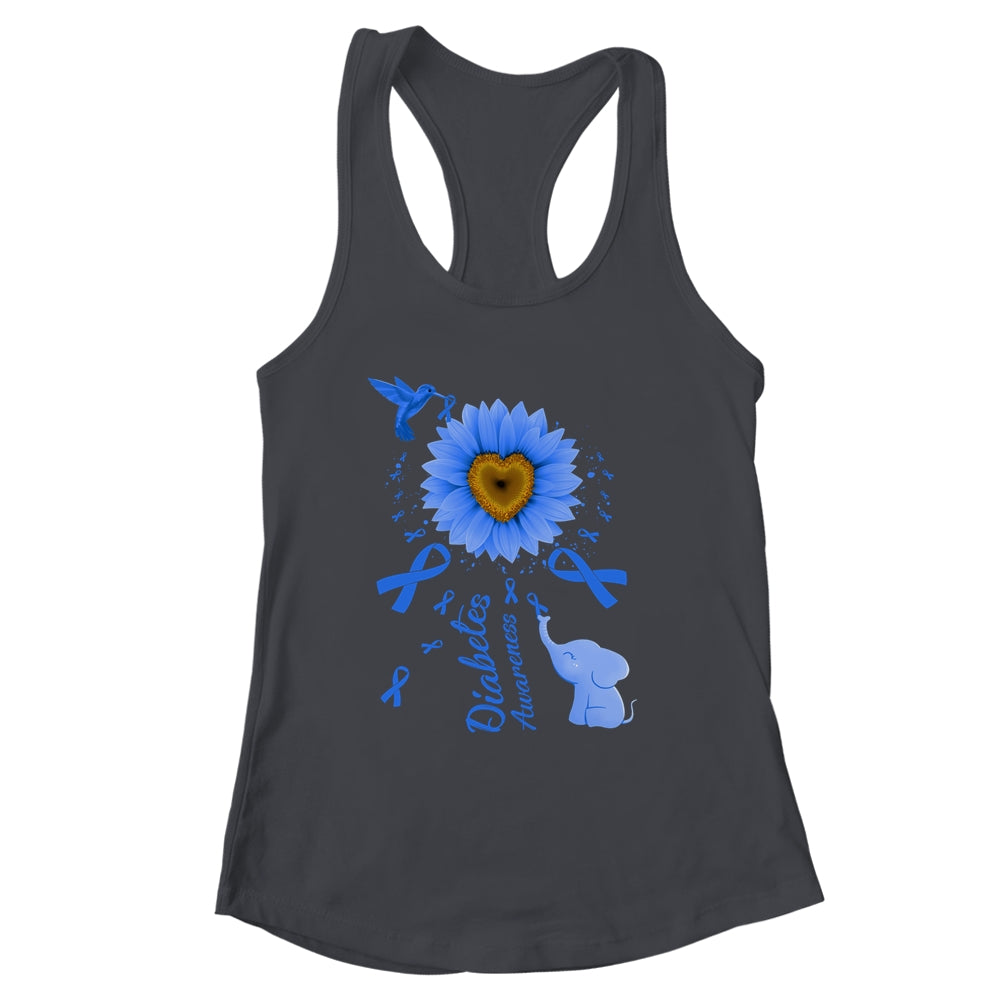 Sunflower Hummingbird Elephant Diabetes Awareness Shirt & Tank Top | siriusteestore