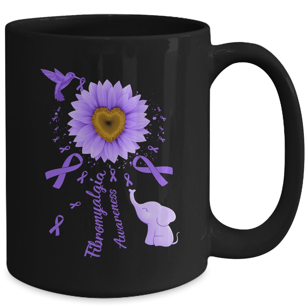 Sunflower Hummingbird Elephant Fibromyalgia Awareness Mug | siriusteestore