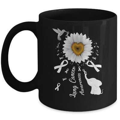 Sunflower Hummingbird Elephant Lung Cancer Awareness Mug | siriusteestore