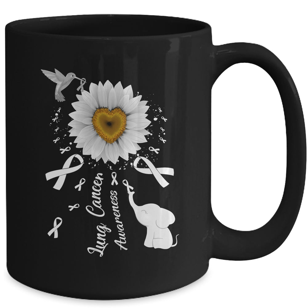 Sunflower Hummingbird Elephant Lung Cancer Awareness Mug | siriusteestore