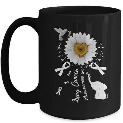 Sunflower Hummingbird Elephant Lung Cancer Awareness Mug | siriusteestore