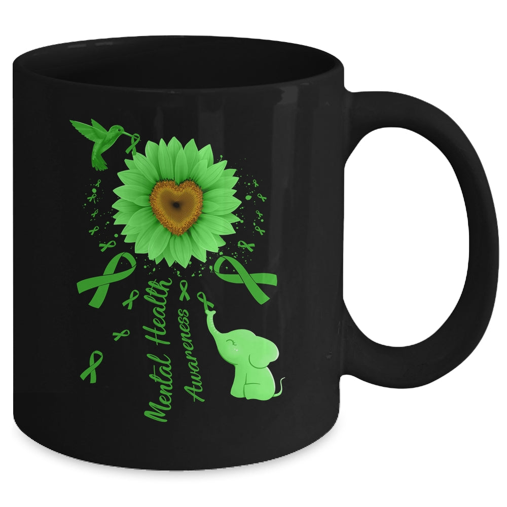 Sunflower Hummingbird Elephant Mental Health Awareness Mug | siriusteestore