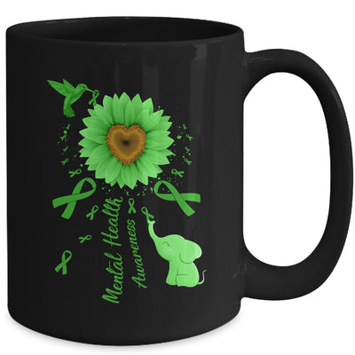 Sunflower Hummingbird Elephant Mental Health Awareness Mug | siriusteestore